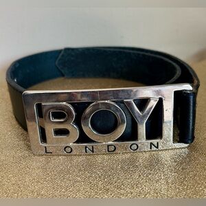 BOY LONDON Black Leather Belt with Silver Buckle